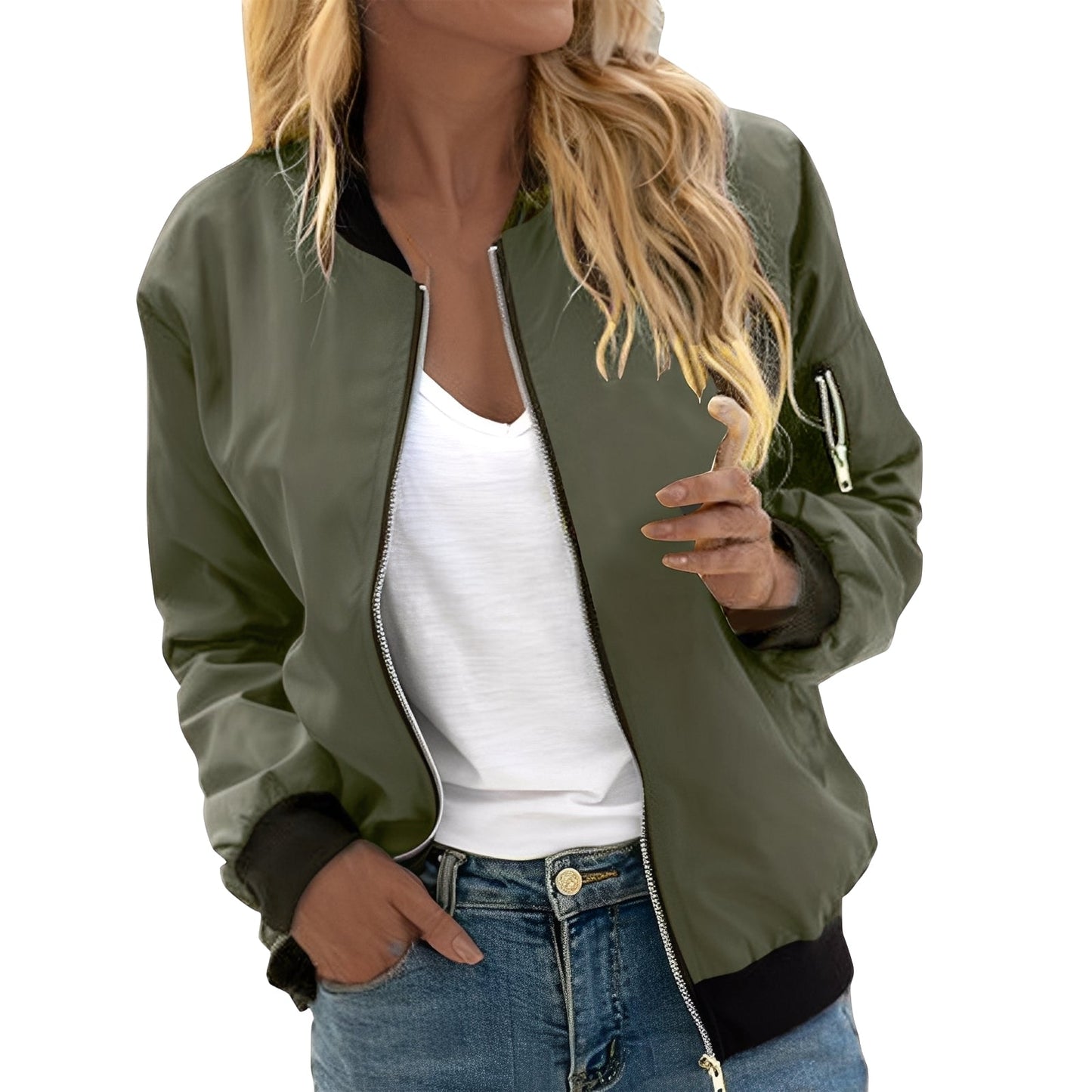 Stylish Women's Bomber Jacket Retro Chic