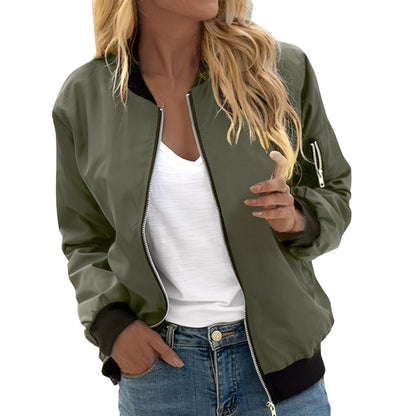 Stylish Women's Bomber Jacket Retro Chic