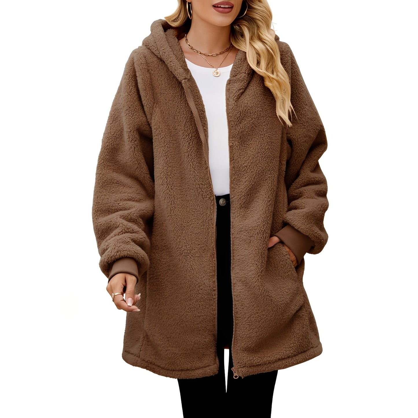Weiche Damen-Fleecejacke Mit Kapuze