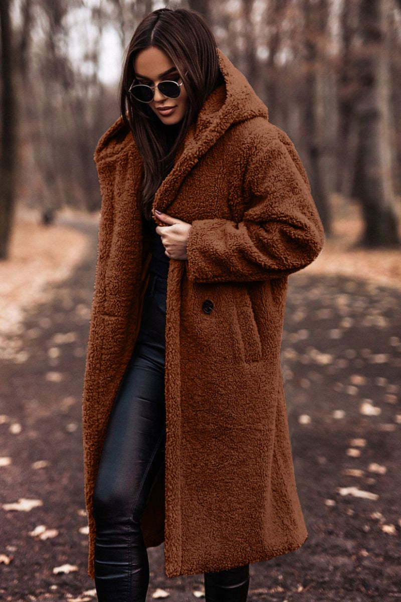 Elegant Women's Long Plush Coat