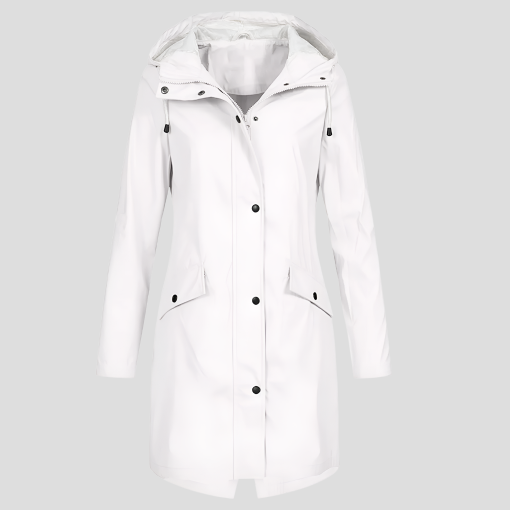 Long Raincoat Women Hood Pockets