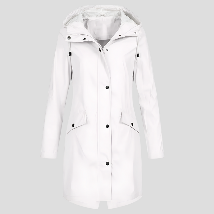 Long Raincoat Women Hood Pockets