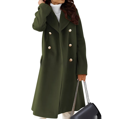 Stylish Women's Wool Coat Double-Button Design