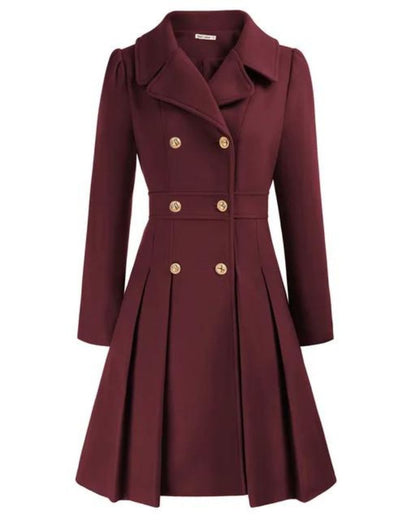 Elegant Women's Coat Wool Pleated Skirt