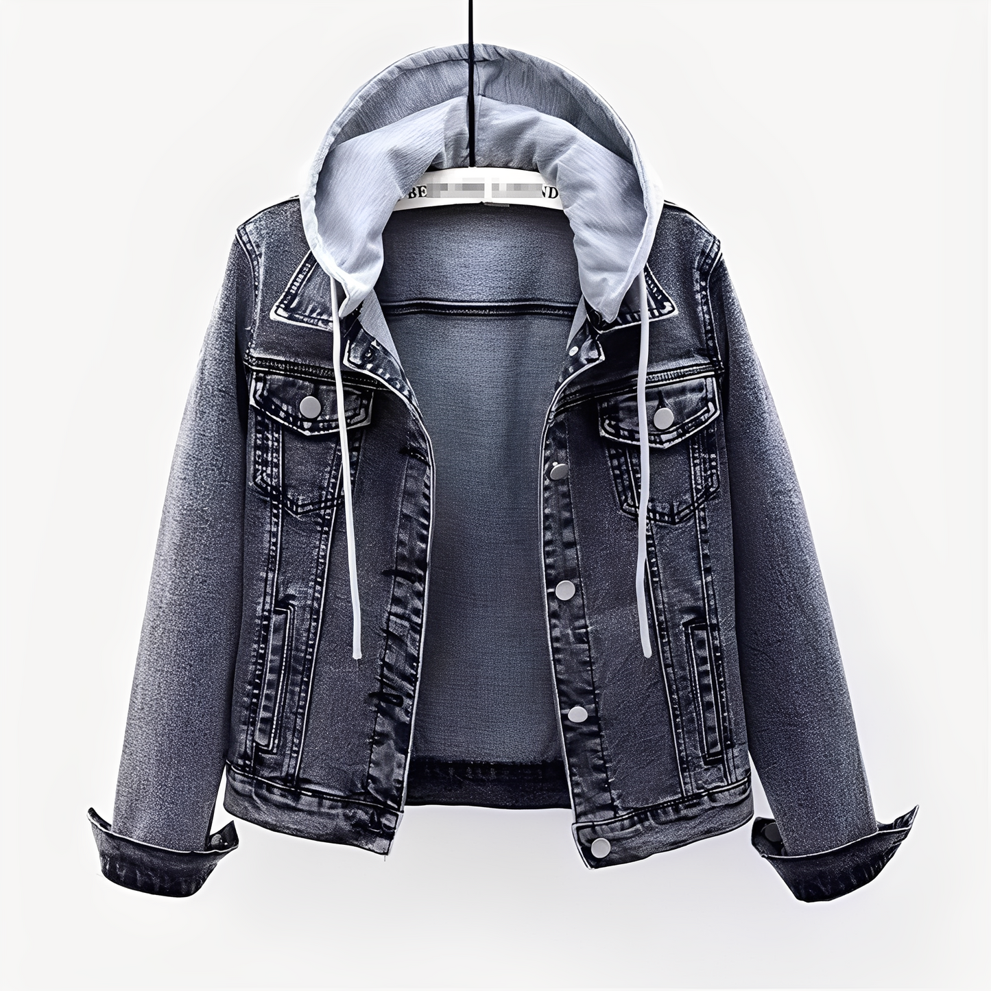 Frauen Jeansjacke Kapuze Trendy