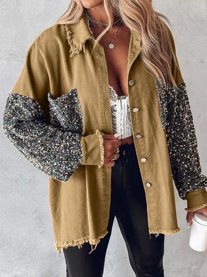 Glamour denim jacket with sequin effect
