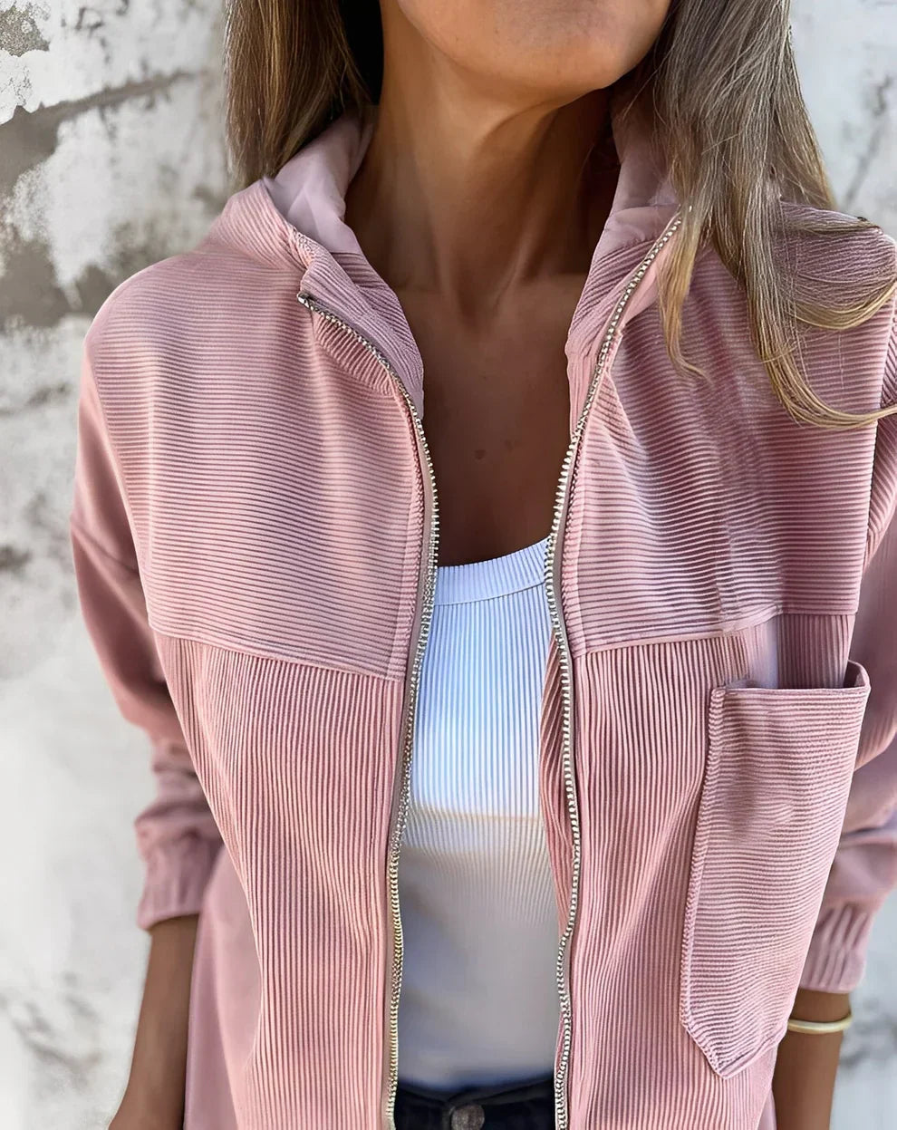 Women's Corduroy Hooded Jacket Modern