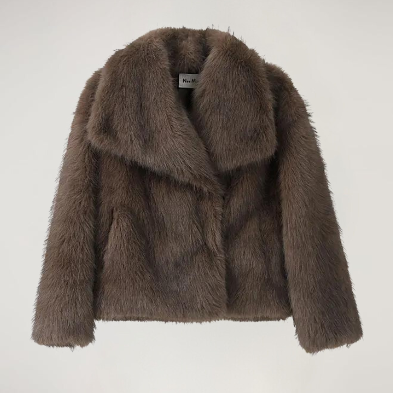 Luxury Faux Fur Coat Oversized Collar