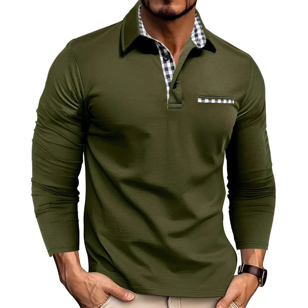Men's Long-Sleeved Polo Shirt Casual Style