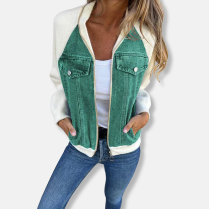 Bomber Jacket Denim Style Zipper Regular Fit