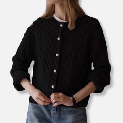 Wool Cardigan Short Round Neck Pullover