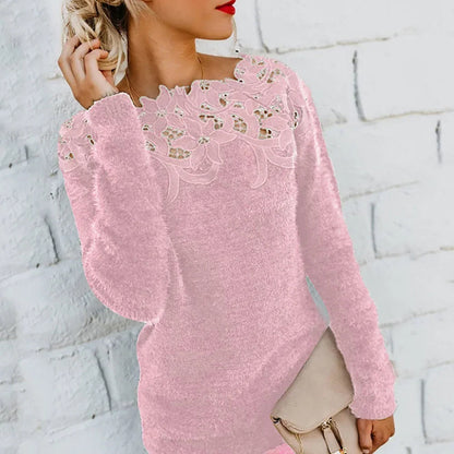Women's Winter Sweater Floral Lace
