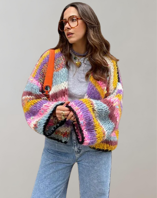 Übergroße Strickjacke Bunt Gemütlich - IdealeKleiden
