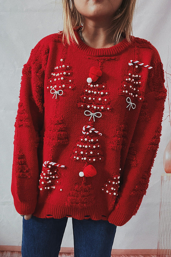 Christmas Sweater Handmade Beaded Decorative 3D