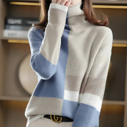 Soft Women's Sweaters Contrasting ColorsWarm