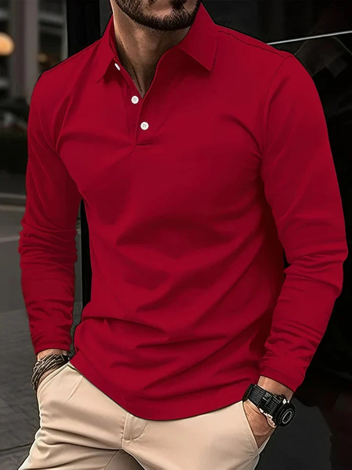 Men's Modern Long-Sleeve Polo Shirt