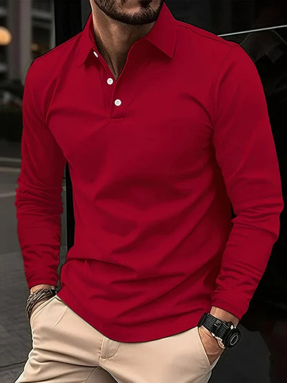 Men's Modern Long-Sleeve Polo Shirt