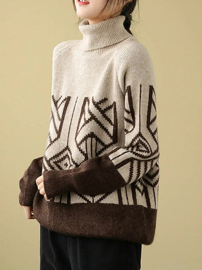 Women's Scarf Knitted Sweater Turtleneck