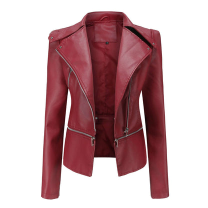 Women's Motorcycle Jacket Slim Fit Faux Leather