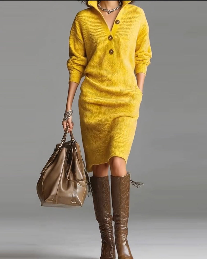 Elegante Damenkleidung - Lässig Einfarbig Herbst Winter - IdealeKleiden