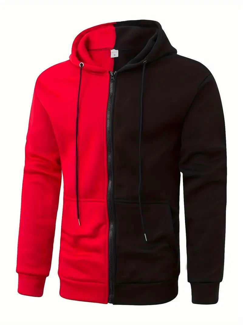 Two-Tone Hoodie Zipper Modern