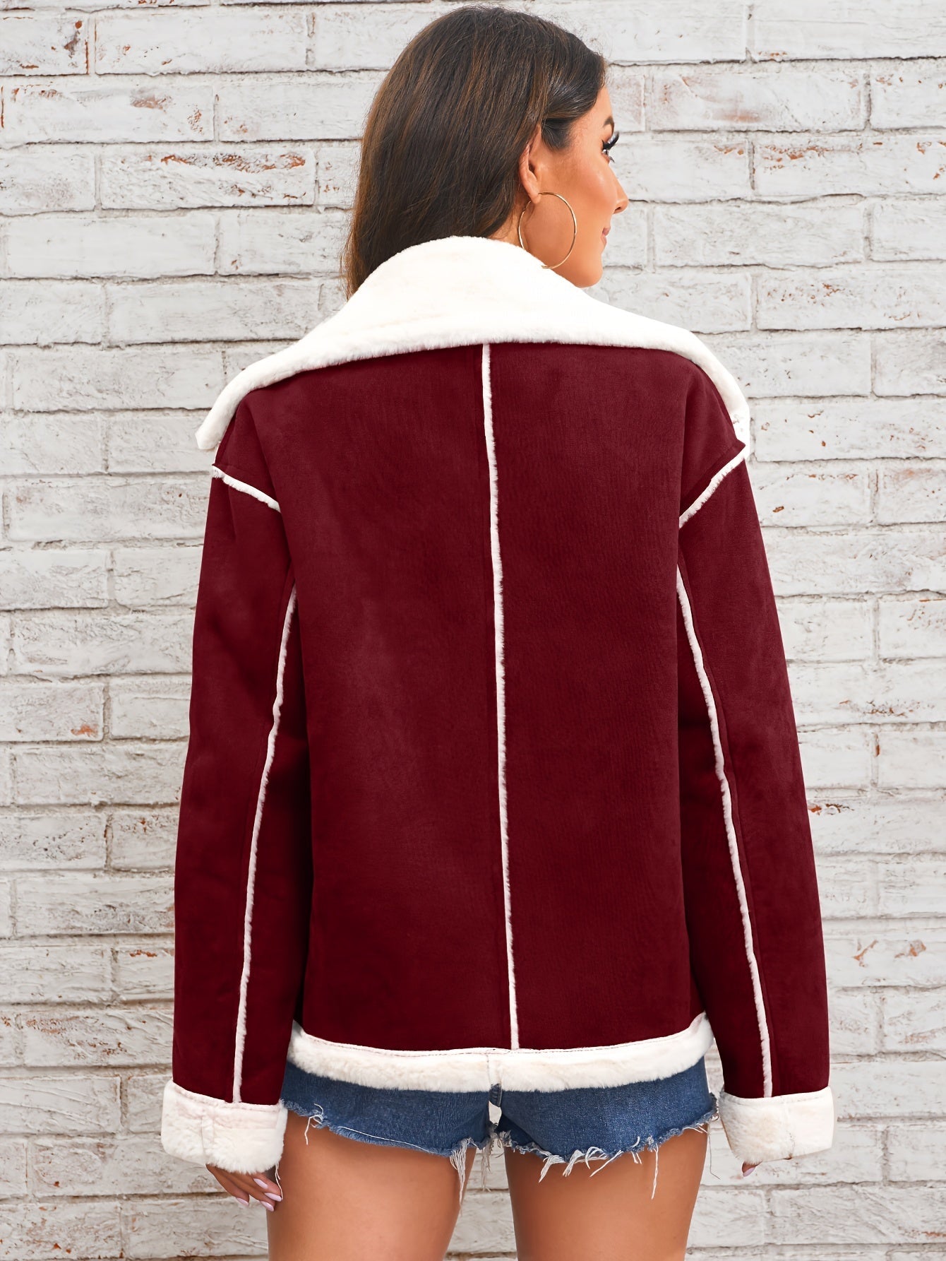 Winterjacke Damen Schafsfell Kragen Warm - IdealeKleiden