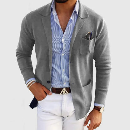 Men's Knitted Blazer Beige Casual