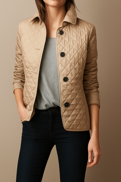 Fashionable quilted jacket with turn-down collar