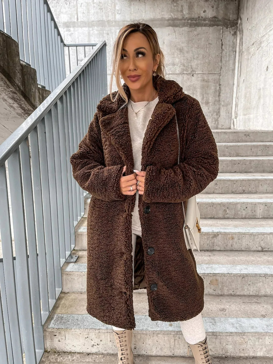 Elegant Plush Trench Coat for Women