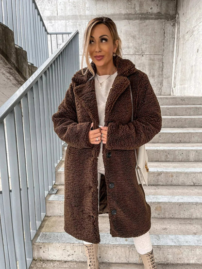 Elegant Plush Trench Coat for Women