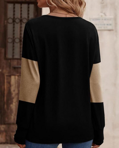 Modisches Damen-Shirt Colorblock-Druck - IdealeKleiden