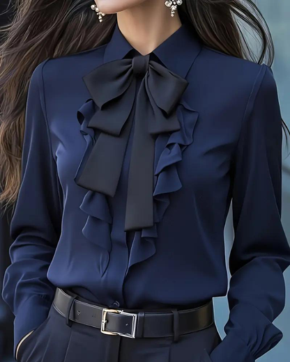 Elegante Frauenkleid Schleife Rüschen - IdealeKleiden