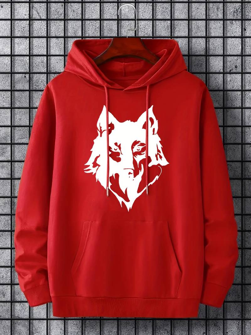 Men's Hoodie Wolf Pattern Trendy