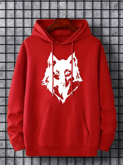 Men's Hoodie Wolf Pattern Trendy