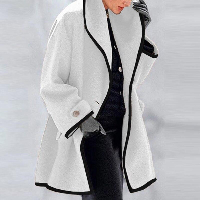 Oversized Wool Coat Long Style Draped Collar