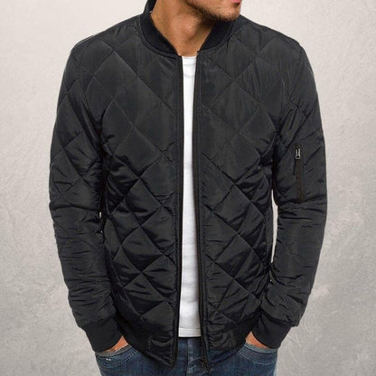 Fashionable Diamond Pattern Bomber Jacket