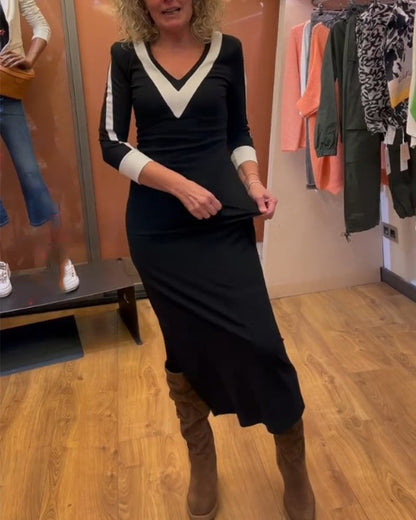 Elegant Dress V-Neck Short Sleeve
