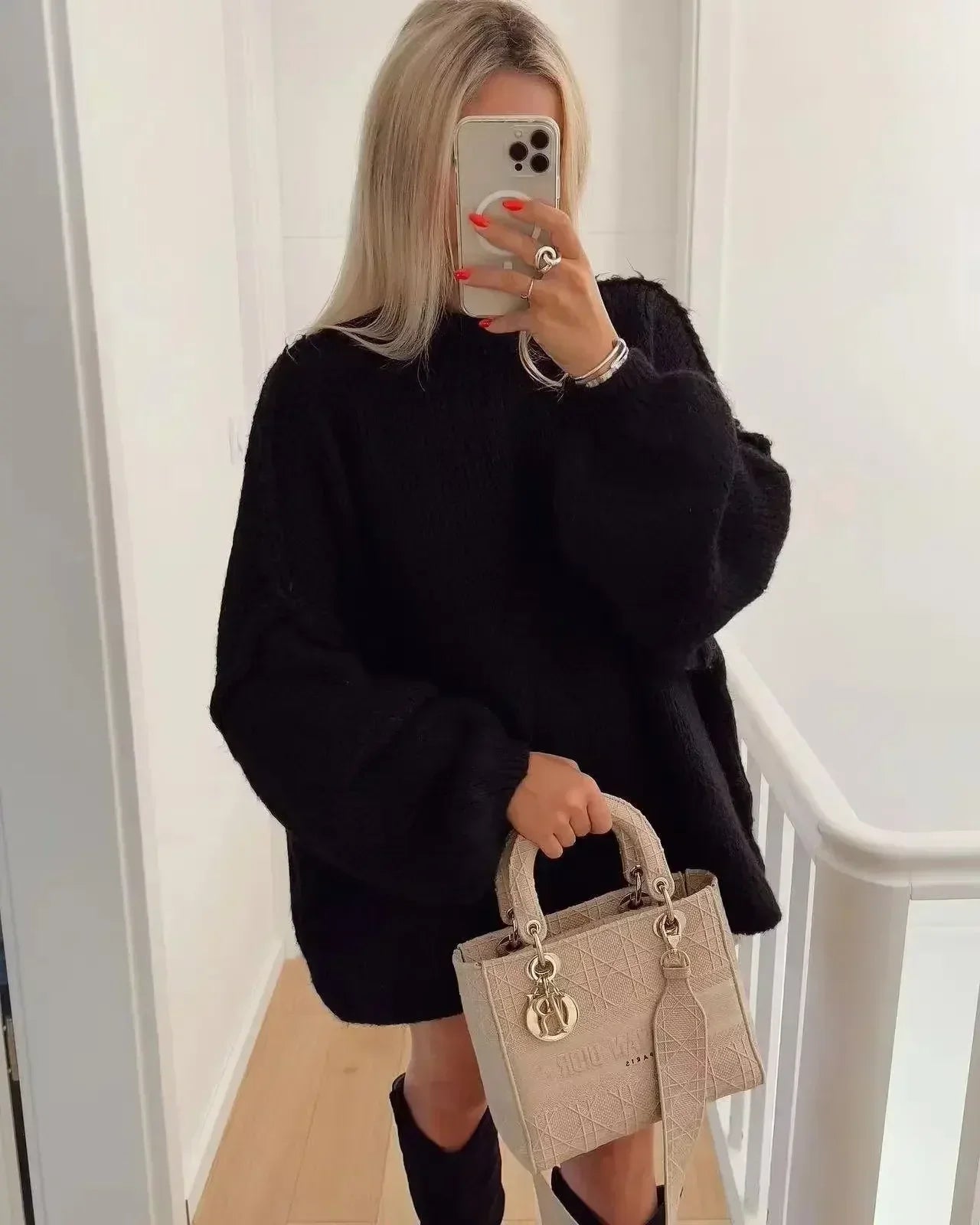 Stylish Turtleneck Sweater Big Sleeves