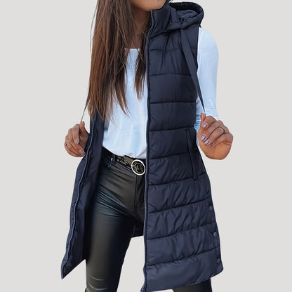 Women's Warm Quilted Vest Winter Hood