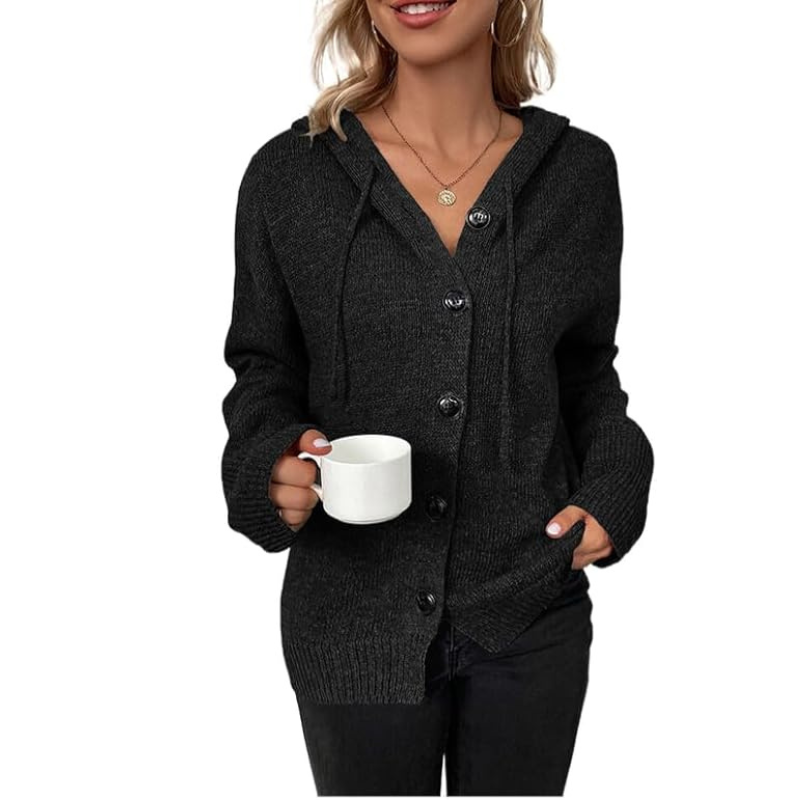 Damen Cardigan Oversized Weich Kapuzenpullover - IdealeKleiden