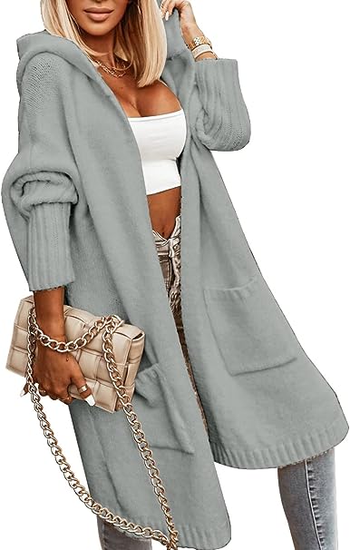 Casual Hooded Knit Coat Mid-Length