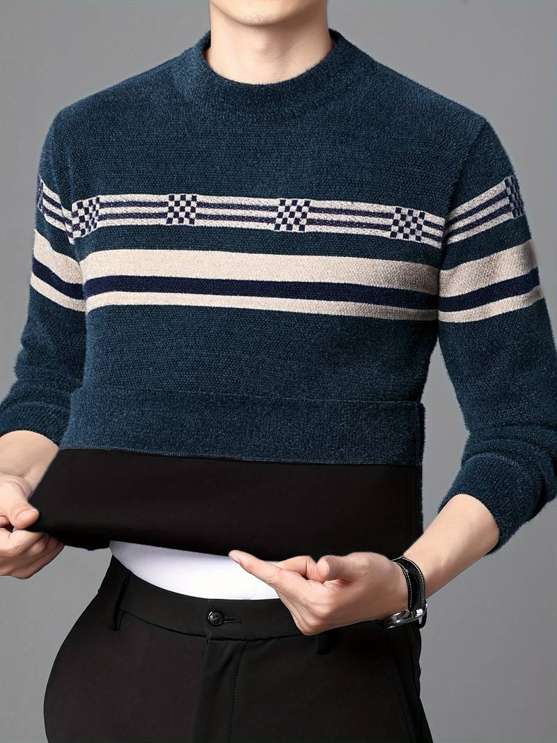 Men's Long-Sleeved Striped Sweater