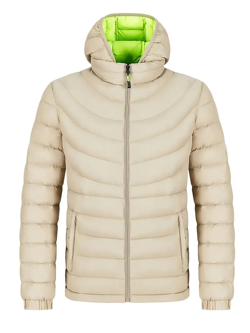 Men's Warm Lined Winter Jacket with High Collar