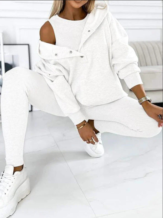 Women's 3-piece Sports Suit Hoodie Slim Pants