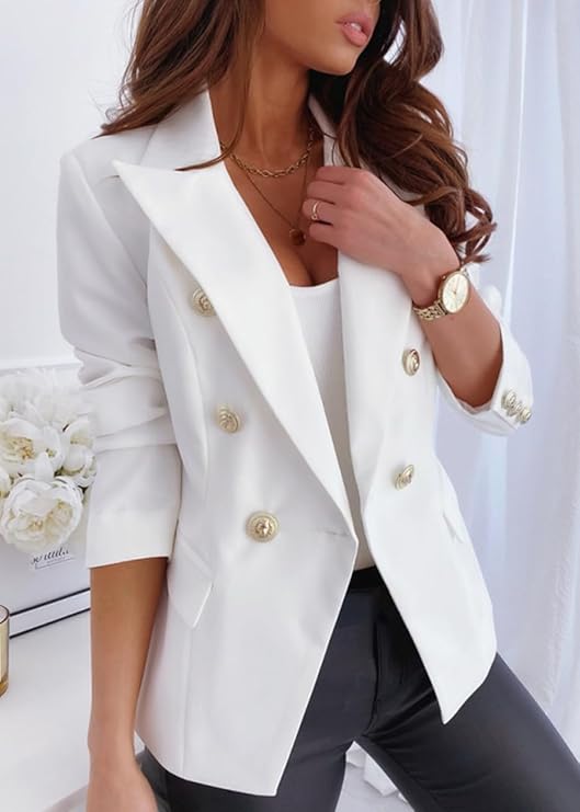 Women's Double-Breasted Blazers Fitted Elegant