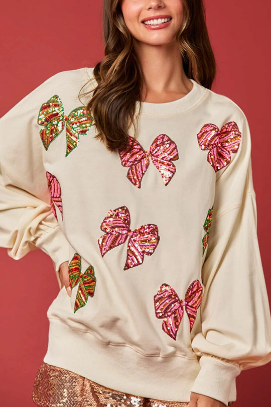 Christmas Sweatshirt Sequins Loose Casual Long Sleeve