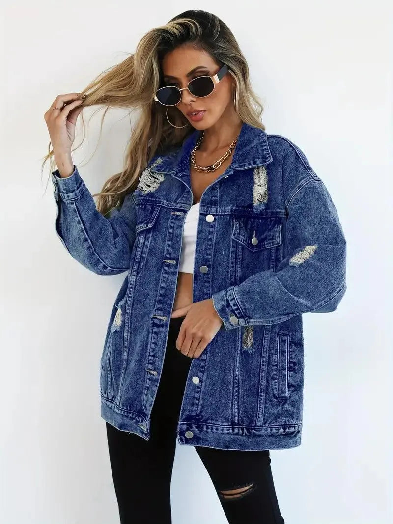 Fashionable Women's Oversized Denim Jacket