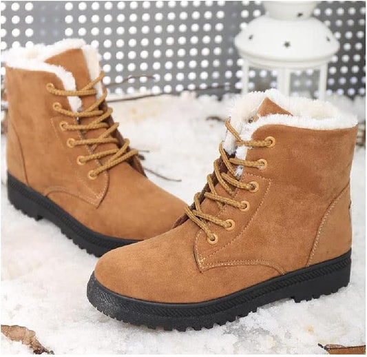 Damenschuhe Mid Calf Stiefel Wildleder Fleece Gefüttert - IdealeKleiden