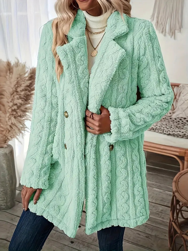 Soft Warm Coat Long-sleeved Plain