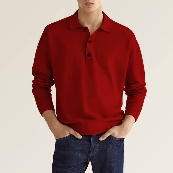 Men's Fashion Long-Sleeve Polo Shirt